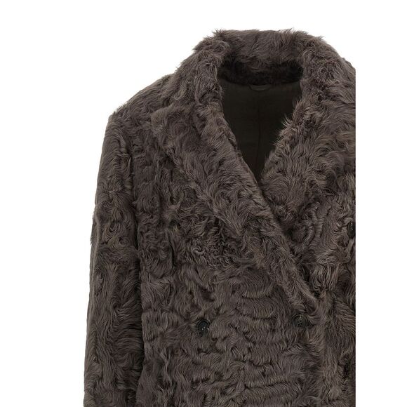 Brunello Cucinelli Women Wavy Shearling Coat - Picture 3 of 5